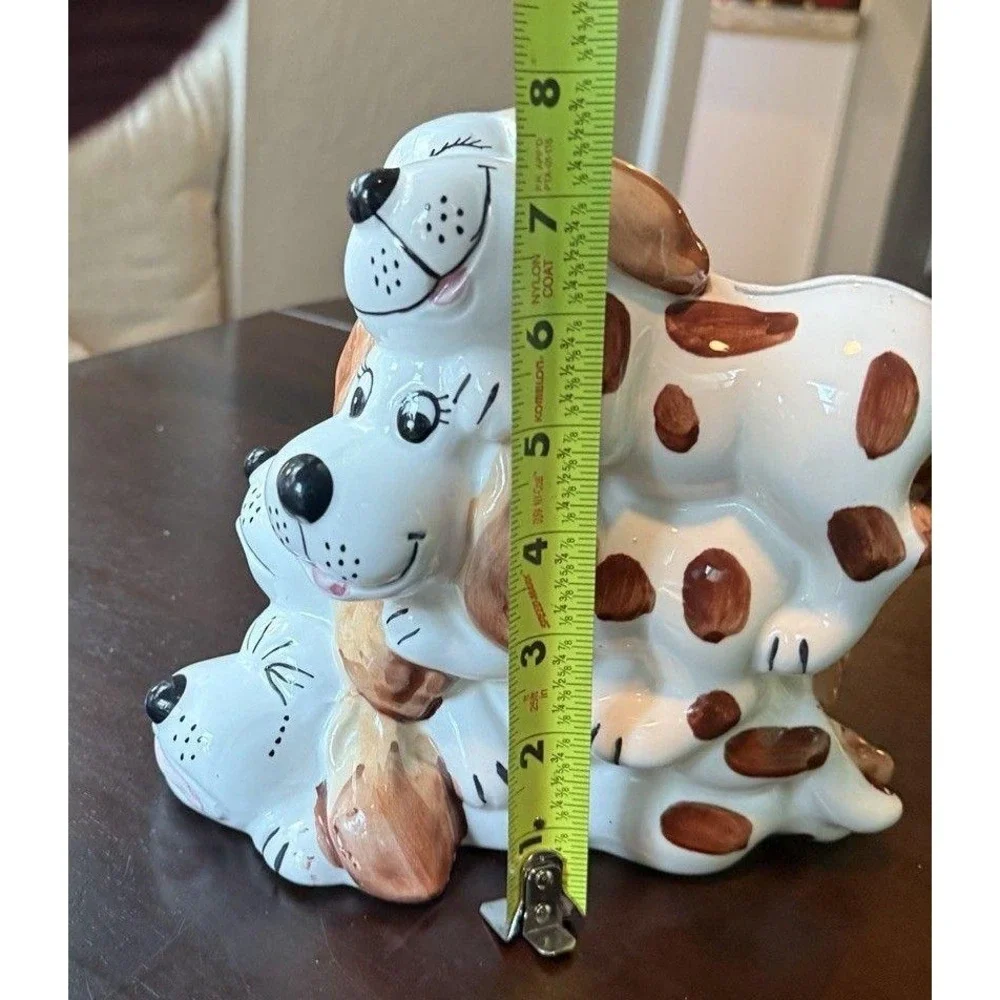 PILE OF PUPPIES - Vintage, Hard to Find, Hand Painted Ceramic Savings Bank 1970s